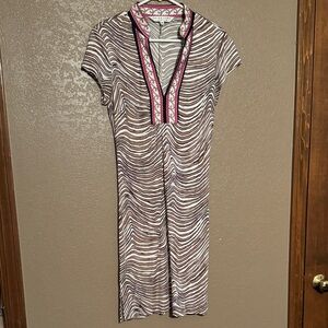 Trina Turk Zebra Pattern Dress with Pink Trim